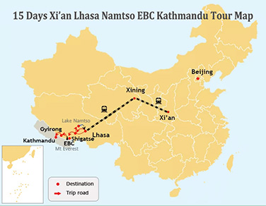 15-Day Xi’an to Lhasa, Gyantse, Shigatse, EBC, and Kathmandu Tour