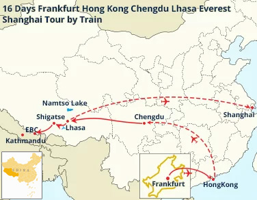 16 Days Frankfurt Hong Kong Chengdu Lhasa Everest Shanghai Tour by Train