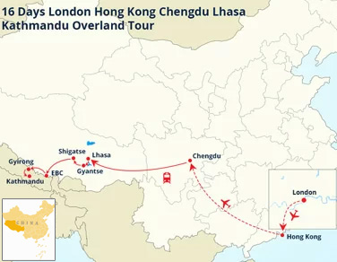 16 Days London Hong Kong Chengdu Lhasa Kathmandu Overland Tour