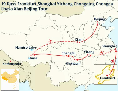 19 Days Frankfurt Shanghai Yichang Chongqing Chengdu Lhasa Xian Beijing Tour with Yangtze River Cruise