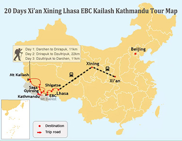 20-Day Xi’an, Lhasa, EBC, Mt.Kailash Kathmandu Tour by Overland