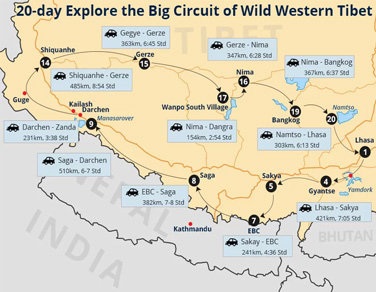 20-Day Explore the Big Circuit of Wild Western Tibet