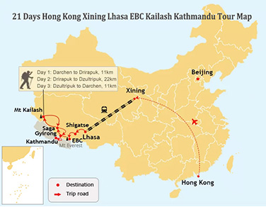 21-Day HK, Xining, Lhasa, EBC, Kailash, and Kathmandu Tour