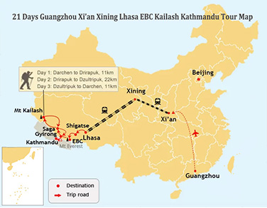 21-Day Guangzhou Xi’an Lhasa EBC Kailash Kathmandu Tour