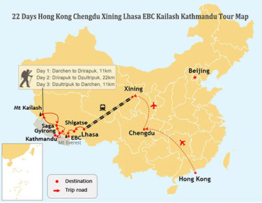 22-Day Hong Kong Chengdu Lhasa EBC Kailash Kathmandu Tour with Tibet Train Experience