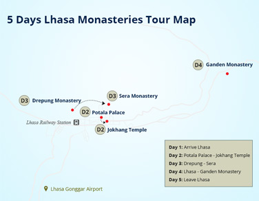 5 Days Lhasa Private Tour with Three Great Monasteries