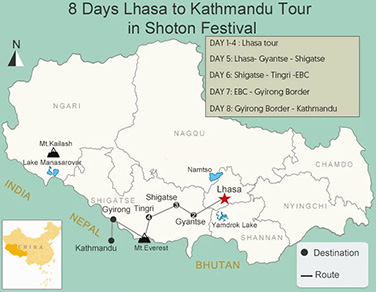 8 Days Lhasa to Kathmandu Tour in Shoton Festival