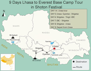 9 Days Lhasa to Everest Base Camp Tour in Shoton Festival