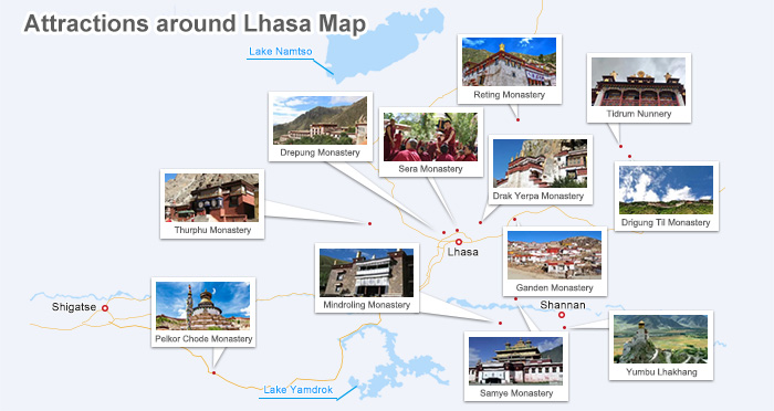 map of attraction around lhasa
