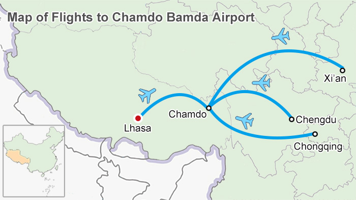Flights to Qamdo Bamda Airport Map