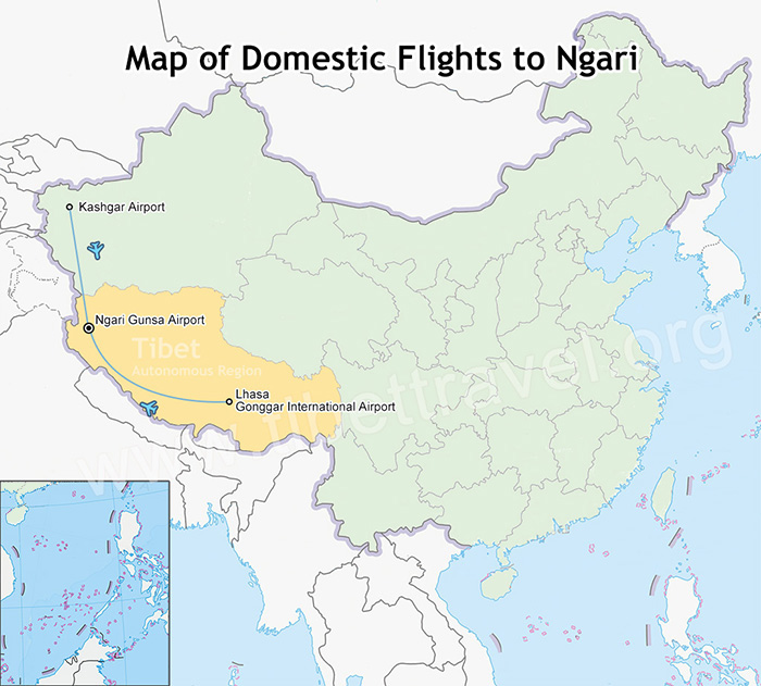 map of demestic flights to ngari