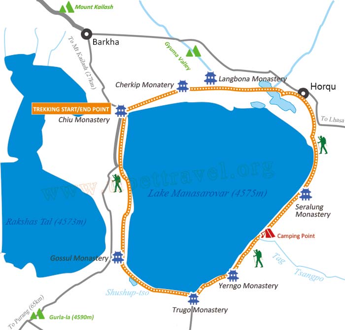 Lake Manasarovar Kora Trek Map