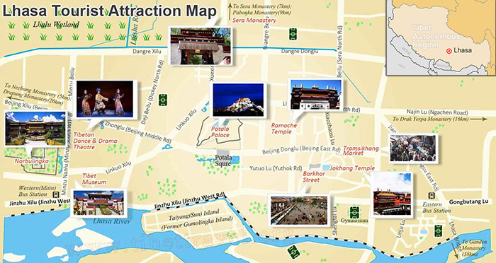 map of lhasa attraction