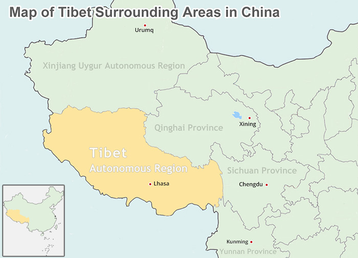 Tibet Map, Map of Tibet, Plateau of Tibet Map - Tibet Vista