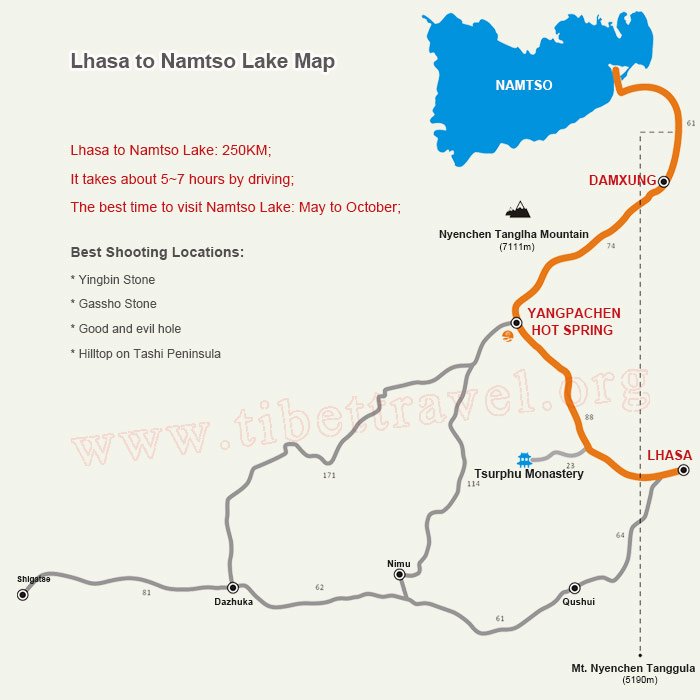 map of lhasa to namtso lake