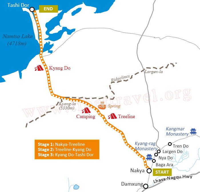 Nyenchen Tanglha Trek Map