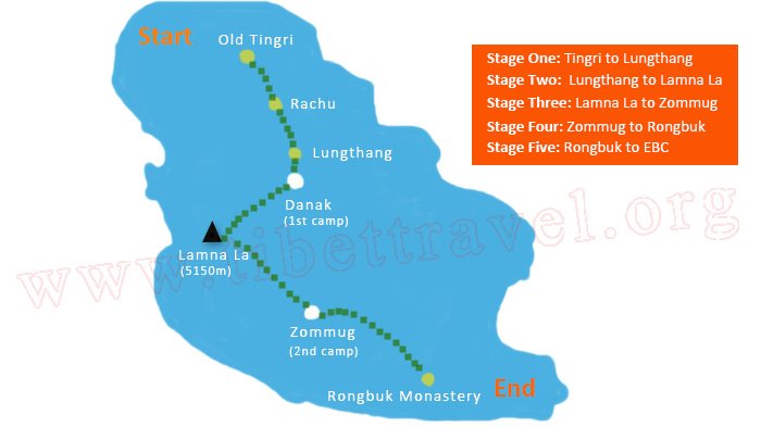 Old Tingri to Everest Base Camp Trekking Map