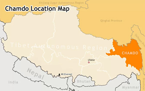 Map of Chamdo Prefecture, the East Gate to Tibet
