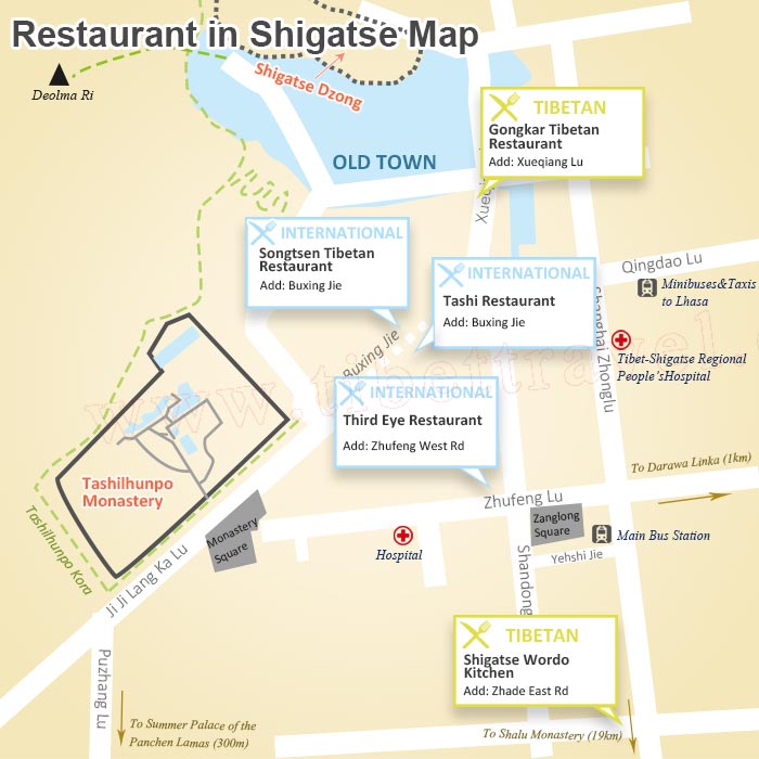 map of restaurant in shigatse