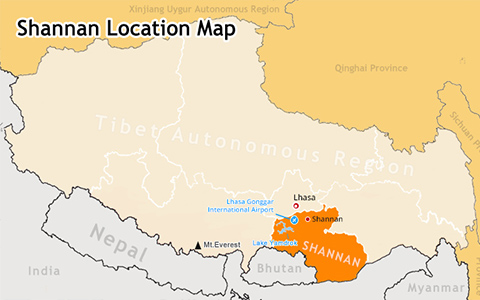 Map of Lhokha City, the Cradle of Tibetan Civilization