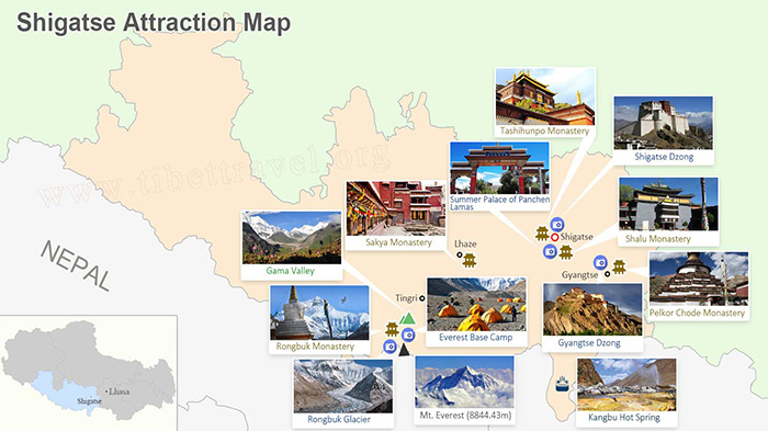 map of Shigatse attraction