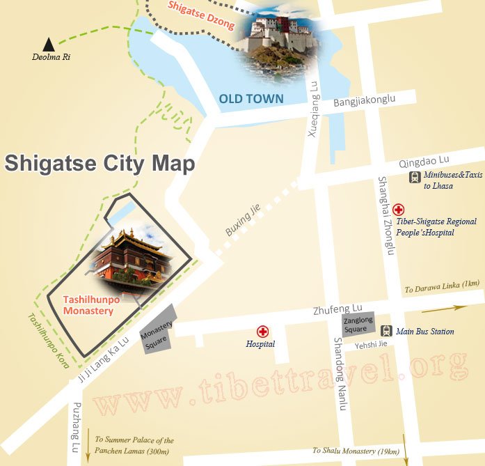 map of tibet shigatse city