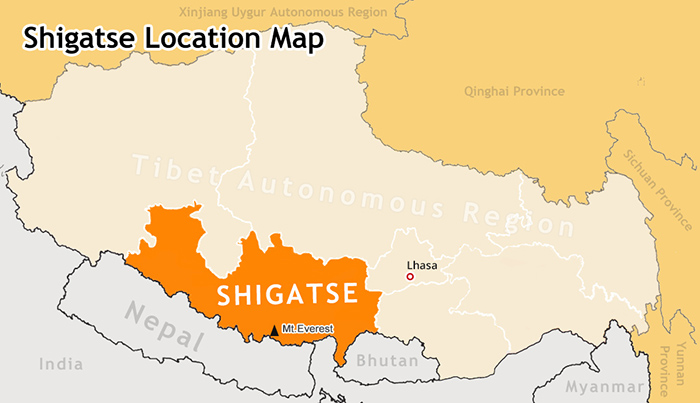 map of shigatse prefecture location