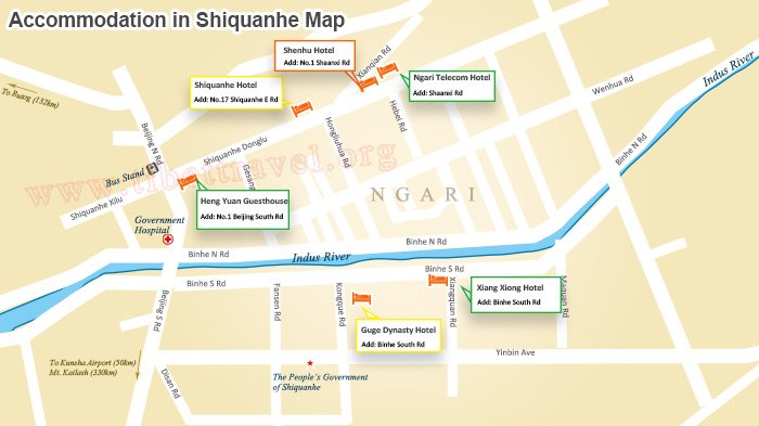 map of shiquanhe accommodation