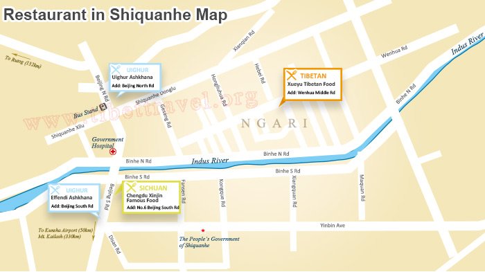 map of restaurant in shiquanhe