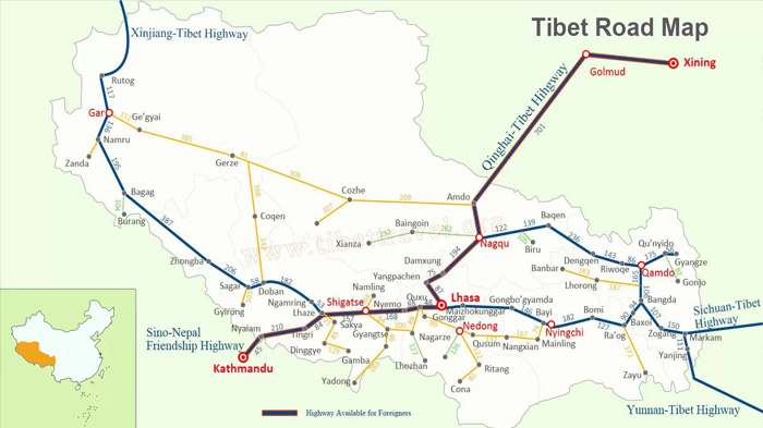 Map of Tibet Road