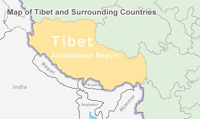 map of tibet and surrounding countries