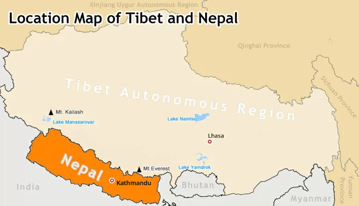 tibet nepal location map