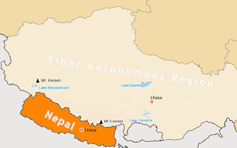 Tibet Nepal Map: Locations, Border and Tourist Map