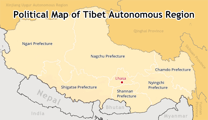 Tibetan Plateau On World Map United States Map   Tibet Political Map Small 