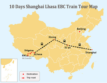 10 Days Shanghai Lhasa Everest Base Camp Tour by Train