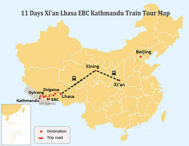 11 Days Xian to Lhasa and EBC and Kathmandu Tour