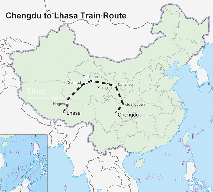 map of chengdu to lhasa train