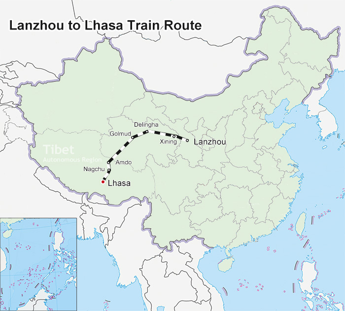 map of lanzhou to lhasa train