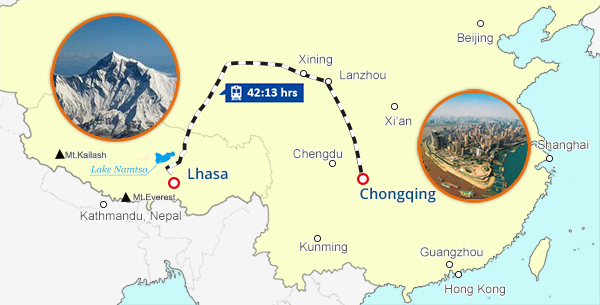 Xian to Lhasa Train Map