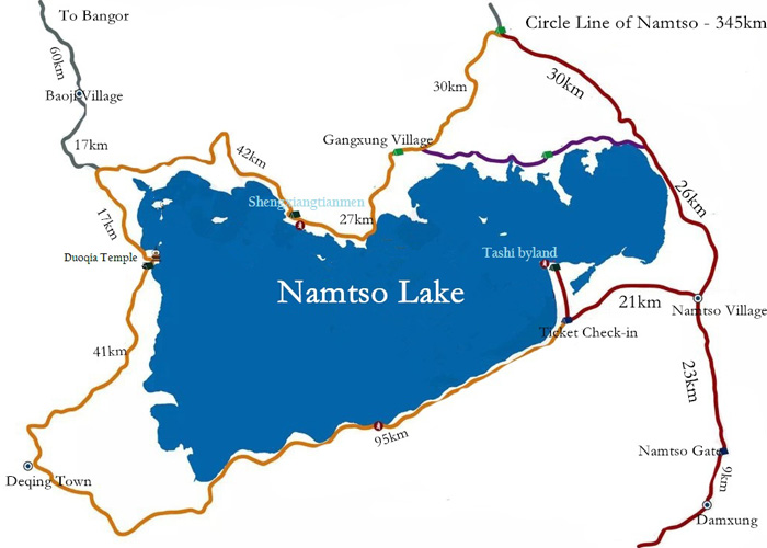 Lake Namtso Travel Map