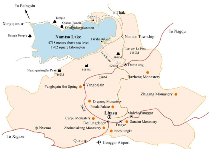 Map of Namtso Lake