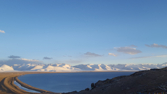 Namtso Lake with Solemn Mountain Peaks