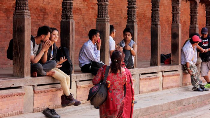 Nepalese enjoy a peaceful afternoon.