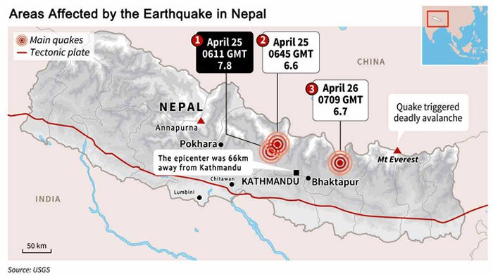 earthquake-affected regions in nepal