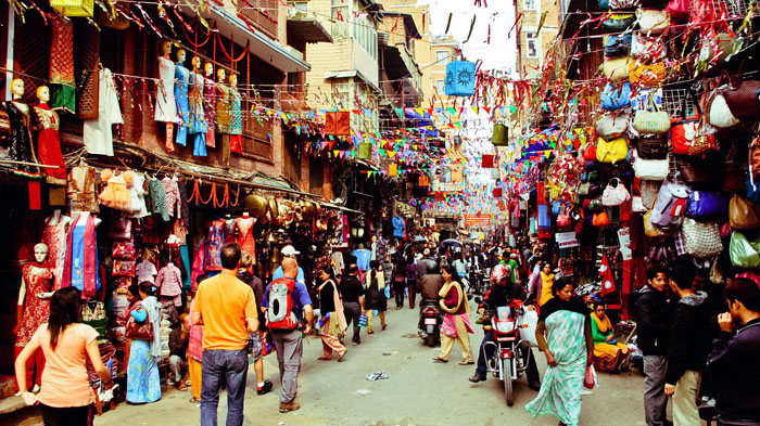 Thamel Bazaar in Kathmandu