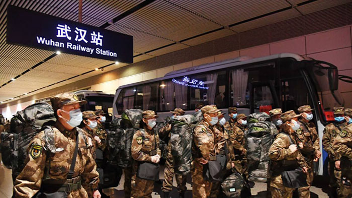 Chinese Army, Navy and Air Force rushed to Wuhan