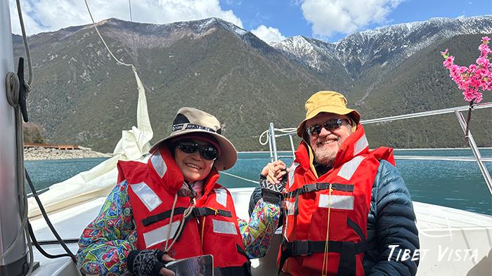 Enjoy the boat cruise at Draksum Tso in Nyingchi
