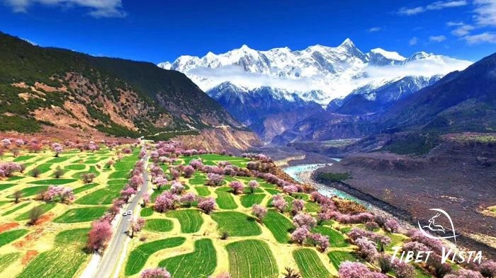 The scenery of Namjagbarwa Mountain and Nyang River in Nyingchi