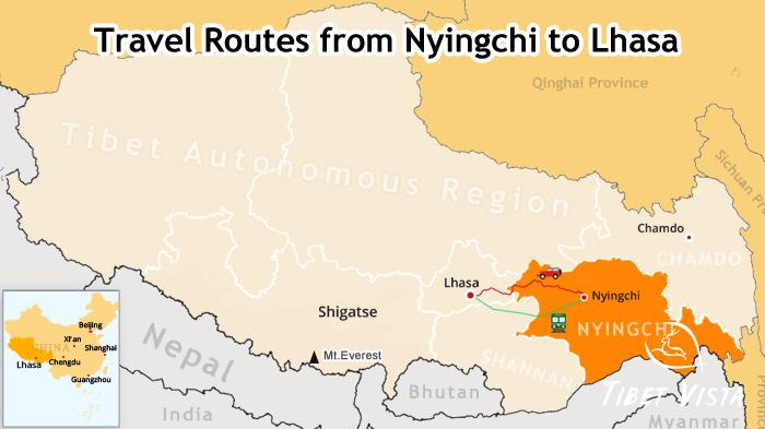 nyingchi to lhasa travel routes
