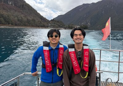 Traveler photo: Our beloved guests explores Basumtso lake in Nyingchi, one of the holy lakes in eastern Tibet. (April 2026)	